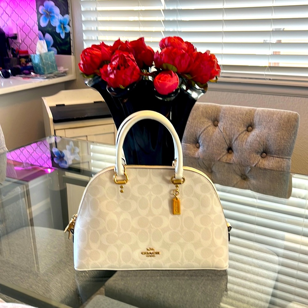 White Coach bag, bran new, never used. White and gold. perfect for Summer!